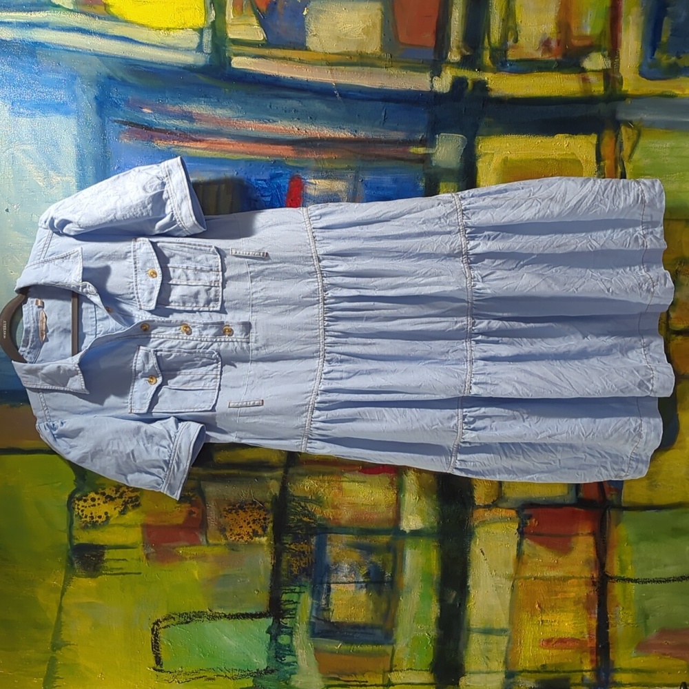 Soft surroundings tiered shirt dress size small